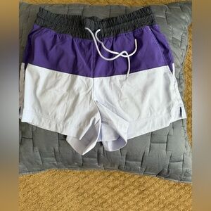 Athleta Deep Purple/light Blue Oahu Athletic Shorts